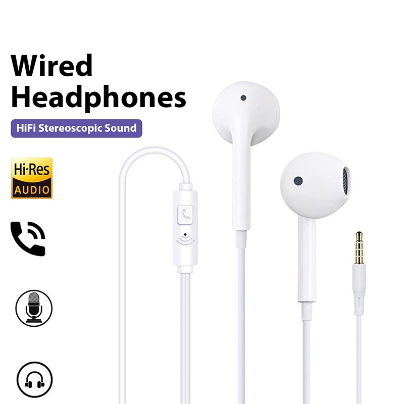 Wired Earphone Mic - Słuchawki przewodowe 3.5mm douszne HIFI z